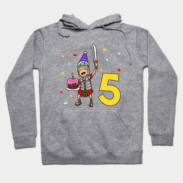 I am 5 with Centurion - kids birthday 5 years old Hoodie by Modern Medieval Design